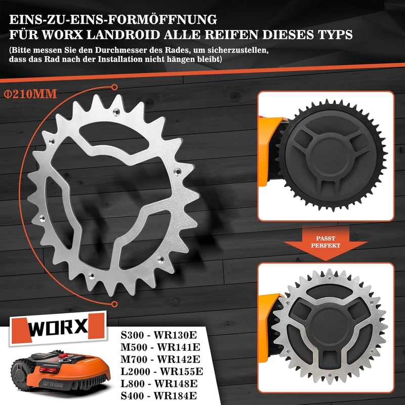 tonhui Worx Landroid S/M fűnyíró szöges tapadócsap szett, 2mm vastagság