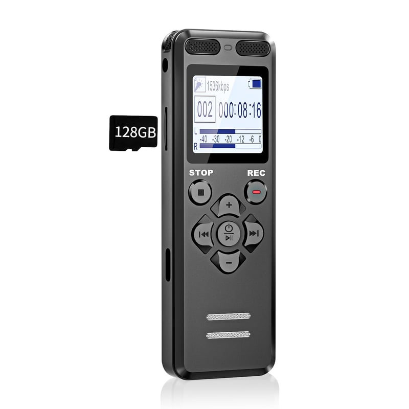 Tonnlog 128GB Digitális Diktafon Hangrögzítő USB-C Csatlakozással - Zajcsökkentés, Egyérintéses Felvétel, 1536kbps, Előadásokhoz, Megbeszélé