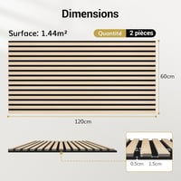 TONOR set 2 panouri acustice 3D decorative din stejar, 120 x 60 cm, 1,44 m², panouri fonoabsorbante pentru perete, dormitor, sufragerie, birou 4
