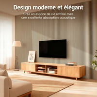 TONOR set 2 panouri acustice 3D decorative din stejar, 120 x 60 cm, 1,44 m², panouri fonoabsorbante pentru perete, dormitor, sufragerie, birou 2