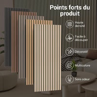 TONOR set 2 panouri acustice 3D decorative din stejar, 120 x 60 cm, 1,44 m², panouri fonoabsorbante pentru perete, dormitor, sufragerie, birou 5