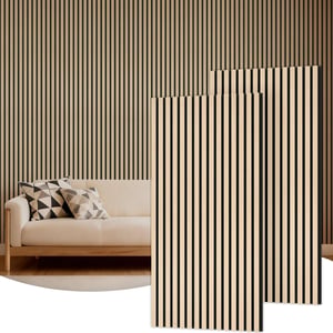 TONOR set 2 panouri acustice 3D decorative din stejar, 120 x 60 cm, 1,44 m², panouri fonoabsorbante pentru perete, dormitor, sufragerie, birou