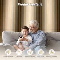 TONOR Akusztikus Falpanel Fa Dekor 2,88m² Öntapadós 3D Falburkolat Tölgy 4