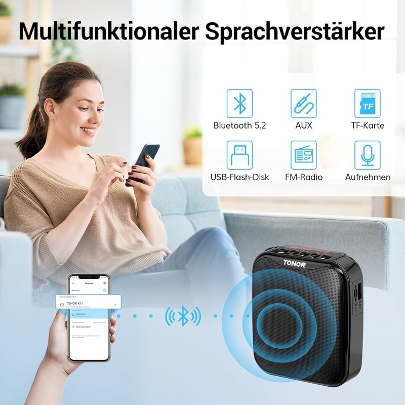 TONOR K11 Hordozható Hangosító Bluetooth Hangszóróval - Vezetékes Mikrofonnal, Újratölthető, Edzőknek, Idegenvezetőknek, Oktatóknak

AI: TON