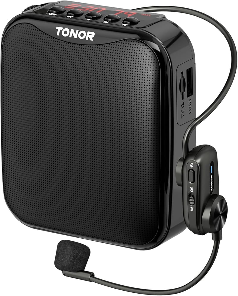 TONOR K11 Hordozható Hangosító Bluetooth Hangszóróval - Vezetékes Mikrofonnal, Újratölthető, Edzőknek, Idegenvezetőknek, Oktatóknak

AI: TON