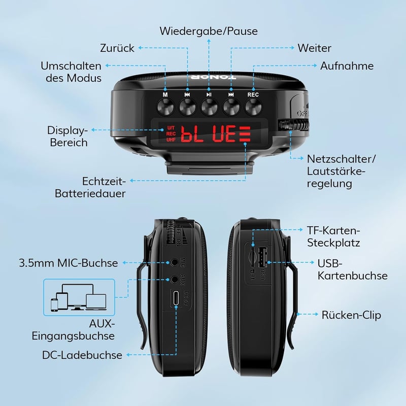 TONOR K11 Hordozható Hangosító Bluetooth Hangszóróval - Vezetékes Mikrofonnal, Újratölthető, Edzőknek, Idegenvezetőknek, Oktatóknak

AI: TON