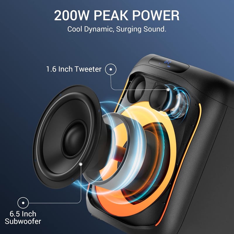 TONOR Karaoke Gép 2 Vezeték Nélküli Mikrofonnal Bluetooth LED Fénnyel Party Hangszóró