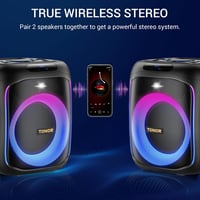 TONOR Karaoke Gép 2 Vezeték Nélküli Mikrofonnal Bluetooth LED Fénnyel Party Hangszóró 7