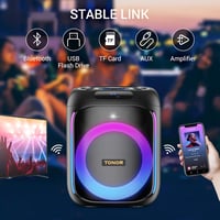 TONOR Karaoke Gép 2 Vezeték Nélküli Mikrofonnal Bluetooth LED Fénnyel Party Hangszóró 5