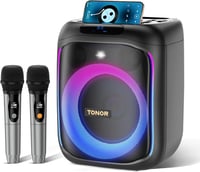 TONOR Karaoke Gép 2 Vezeték Nélküli Mikrofonnal Bluetooth LED Fénnyel Party Hangszóró 1