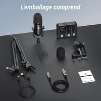 TONOR POD-1 podcast szett – hangkeverő, dinamikus mikrofon, boom kar, XLR audio interfész 9