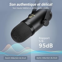 TONOR POD-1 podcast szett – hangkeverő, dinamikus mikrofon, boom kar, XLR audio interfész 3