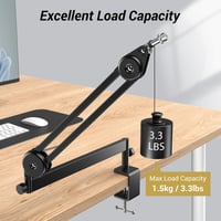 TONOR T40LP mikrofon boom kar, low profile állvány, fel le állítható, teljesen állítható, 37 cm plusz 37 cm, fekete, játék podcast felvétel 5