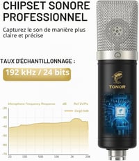 TONOR TC-2030 USB kondenzátor mikrofon – 192 kHz/24 bit – sokkálló karral 4