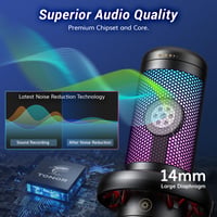 Microfon gaming USB TONOR TC310 pentru PC și console PS4/PS5, cu iluminare RGB și luminozitate reglabilă, buton de mute, suport de birou, negru 2
