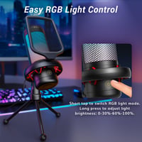 Microfon gaming USB TONOR TC310 pentru PC și console PS4/PS5, cu iluminare RGB și luminozitate reglabilă, buton de mute, suport de birou, negru 4
