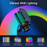 Microfon gaming USB TONOR TC310 pentru PC și console PS4/PS5, cu iluminare RGB și luminozitate reglabilă, buton de mute, suport de birou, negru 3