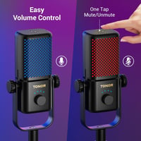 TONOR TCX3+ RGB kondenzátormikrofon Xboxhoz és capture kártyához csendes erősítésszabályzó egyérintéses némítás 200 cm kábel boomkar fekete 6