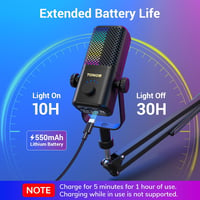 TONOR TCX3+ RGB kondenzátormikrofon Xboxhoz és capture kártyához csendes erősítésszabályzó egyérintéses némítás 200 cm kábel boomkar fekete 4