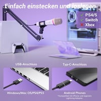 TONOR TD310+ Dinamikus USB/Type-C Mikrofon RGB Világítással - PC, PS4, PS5 Kompatibilis Gamer Mikrofon Karral Podcasthoz, Streameléshez, Fel 2
