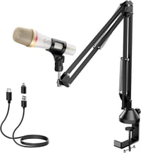 TONOR TD310+ Dinamikus USB/Type-C Mikrofon RGB Világítással - PC, PS4, PS5 Kompatibilis Gamer Mikrofon Karral Podcasthoz, Streameléshez, Fel 1