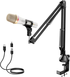 TONOR TD310+ Dinamički USB/Type-C Mikrofon s RGB Osvjetljenjem - PC, PS4, PS5 Kompatibilni Gaming Mikrofon s Rukom za Podcast, Streaming, Snimanje