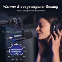 TONOR TD510 Dinamikus USB/XLR Mikrofon - Podcast, Gaming és Streaming Felvételekhez, Némító Gombbal, 24bit/96kHz, 3.5mm Fejhallgató Kimenett 2