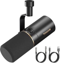 TONOR TD510 Dinamikus USB/XLR Mikrofon - Podcast, Gaming és Streaming Felvételekhez, Némító Gombbal, 24bit/96kHz, 3.5mm Fejhallgató Kimenett 1