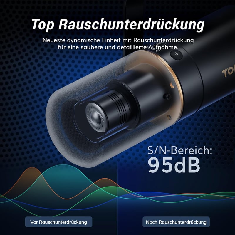TONOR TD510 Dinamikus USB/XLR Mikrofon - Podcast, Gaming és Streaming Felvételekhez, Némító Gombbal, 24bit/96kHz, 3.5mm Fejhallgató Kimenett
