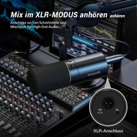 TONOR TD510 Dinamikus USB/XLR Mikrofon - Podcast, Gaming és Streaming Felvételekhez, Némító Gombbal, 24bit/96kHz, 3.5mm Fejhallgató Kimenett 5