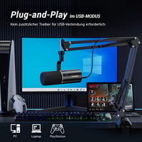 TONOR TD510 Dinamikus USB/XLR Mikrofon - Podcast, Gaming és Streaming Felvételekhez, Némító Gombbal, 24bit/96kHz, 3.5mm Fejhallgató Kimenett 4