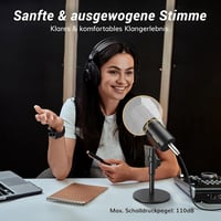 TONOR TD520 Dinamikus USB/XLR Mikrofon Asztali Állvánnyal - PC Gaming és Podcast Felvételhez, YouTube Streameléshez, Némító Gombbal, 3.5mm C 2