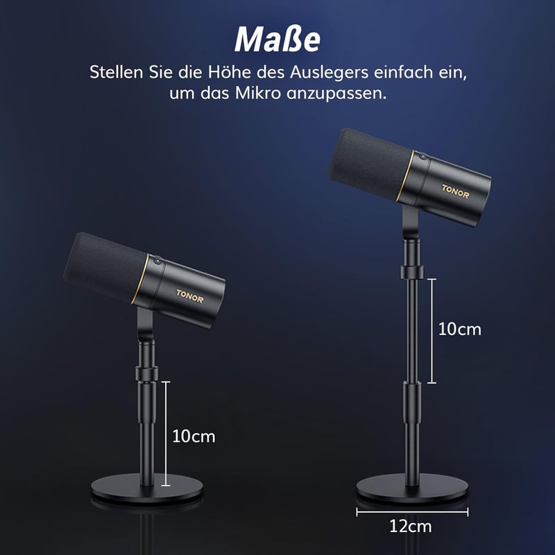 TONOR TD520 Dinamikus USB/XLR Mikrofon Asztali Állvánnyal - PC Gaming és Podcast Felvételhez, YouTube Streameléshez, Némító Gombbal, 3.5mm C
