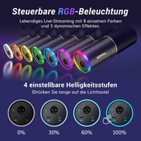 TONOR TD520S XLR/USB Gamer Mikrofon RGB Világítással - Podcast, Streaming és Stúdió Felvételekhez - PC, Mac, Android Kompatibilis Asztali Ál 2