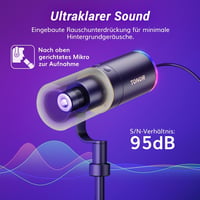 TONOR TD520S XLR/USB Gamer Mikrofon RGB Világítással - Podcast, Streaming és Stúdió Felvételekhez - PC, Mac, Android Kompatibilis Asztali Ál 3