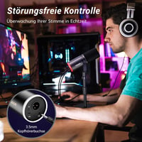 TONOR TD520S XLR/USB Gamer Mikrofon RGB Világítással - Podcast, Streaming és Stúdió Felvételekhez - PC, Mac, Android Kompatibilis Asztali Ál 6