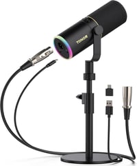TONOR TD520S XLR/USB Gamer Mikrofon RGB Világítással - Podcast, Streaming és Stúdió Felvételekhez - PC, Mac, Android Kompatibilis Asztali Ál 1
