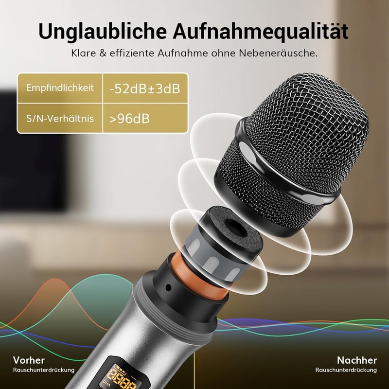TONOR TW-820 Vezeték Nélküli Mikrofon Szett - 2 Kézi Mikrofon, 60m Hatótáv, Karaoke, Konferencia, Rendezvény Hangosításhoz, Fém Ház