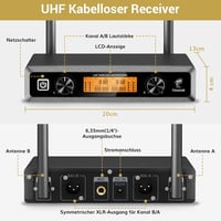 TONOR TW-820 Vezeték Nélküli Mikrofon Szett - 2 Kézi Mikrofon, 60m Hatótáv, Karaoke, Konferencia, Rendezvény Hangosításhoz, Fém Ház 6