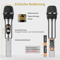 TONOR TW-820 Vezeték Nélküli Mikrofon Szett - 2 Kézi Mikrofon, 60m Hatótáv, Karaoke, Konferencia, Rendezvény Hangosításhoz, Fém Ház 7