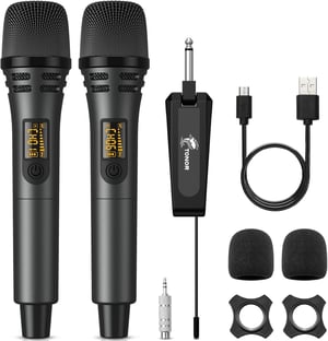 TONOR TW320 bežični UHF mikrofonski set, 2 komada, s prijamnikom od 6,35 mm - sivi