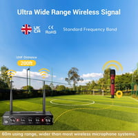TONOR TW350 UHF vezeték nélküli karaoke mikrofon szett vevővel, 60 m - piros/szürke 4