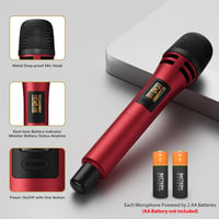 TONOR TW350 UHF vezeték nélküli karaoke mikrofon szett vevővel, 60 m - piros/szürke 3