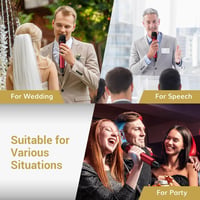 TONOR TW350 UHF vezeték nélküli karaoke mikrofon szett vevővel, 60 m - piros/szürke 7