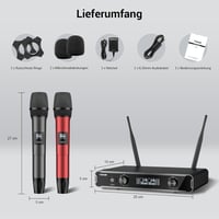 TONOR TW450 vezeték nélküli duál mikrofon szett vevőegységgel, 60 m hatótáv - szürke/piros 8
