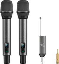 TONOR TW520 Vezeték Nélküli Mikrofon Szett - Újratölthető, Fém, UHF, 2x20 Csatornás, 80m Hatótávolság, Hangerőszabályzós, Esküvőre, Rendezvé 1
