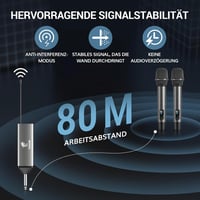TONOR TW520 Vezeték Nélküli Mikrofon Szett - Újratölthető, Fém, UHF, 2x20 Csatornás, 80m Hatótávolság, Hangerőszabályzós, Esküvőre, Rendezvé 2