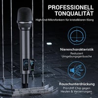 TONOR TW520 Vezeték Nélküli Mikrofon Szett - Újratölthető, Fém, UHF, 2x20 Csatornás, 80m Hatótávolság, Hangerőszabályzós, Esküvőre, Rendezvé 3