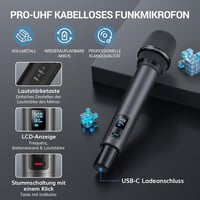 TONOR TW550 Vezeték Nélküli Újratölthető Mikrofon Szett, 2 Mikrofonnal, 80m Hatótáv, Auto Scan, 6.35/3.5mm, Karaoke, DJ, Rendezvény 5