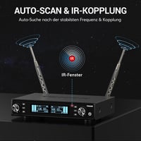TONOR TW550 Vezeték Nélküli Újratölthető Mikrofon Szett, 2 Mikrofonnal, 80m Hatótáv, Auto Scan, 6.35/3.5mm, Karaoke, DJ, Rendezvény 3